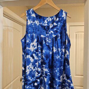 Blue and white flowy tank